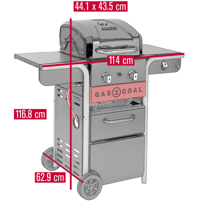 Char-Broil - Char-Broil Hybridgrill Gas2Coal 2.0 2 Brännare