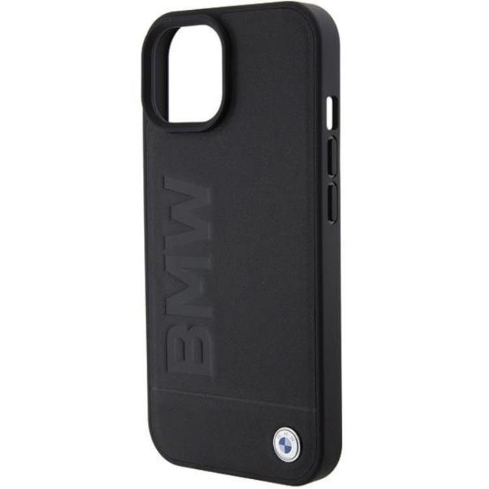 BMW - BMW iPhone 15 Mobilskal Läder Hot Stamp - Svart