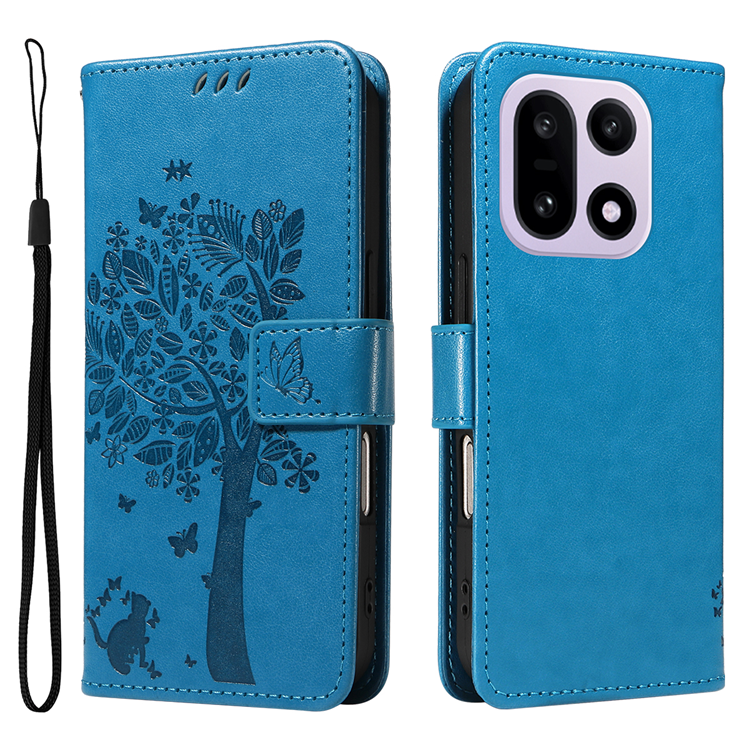 OnePlus 15 5G Plånboksfodral Cat Tree Pattern Konstläder (Blå) | 2353 | AlltMobil