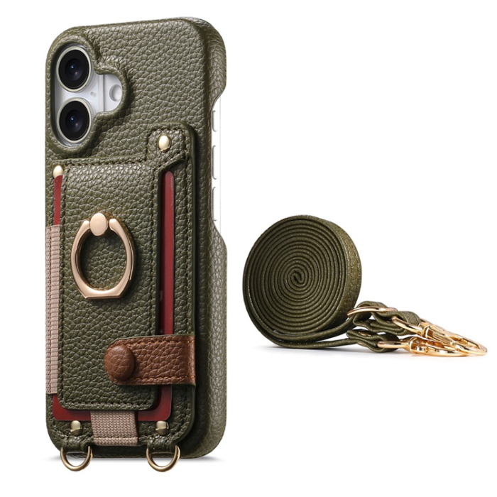 A-One Brand - iPhone 16 Mobilskal med Korthållare Ring Kickstand