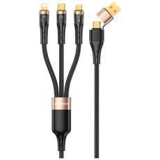 Awei - AWEI CL-228 Kabel 3-i-2 USB-C/Lightning/MicroUSB &ndash; Svart