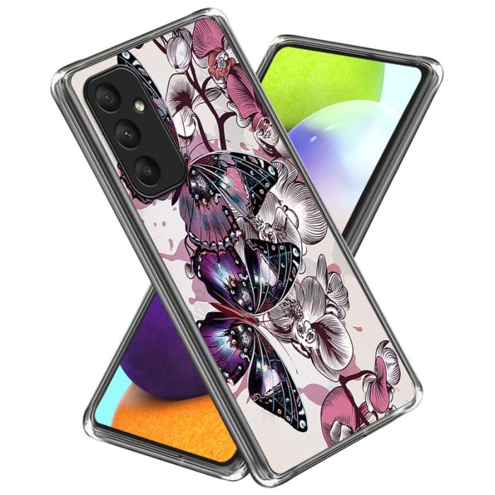 OEM - Samsung Galaxy A35 5G Skal TPU Mönstertryckt Slim - Lila Fjärilar