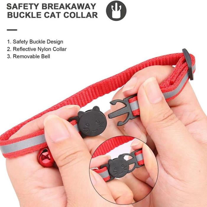 A-One Brand - Airtag Katthalsband, justerbar med reflex och bjällra - Röd