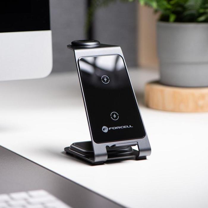 Puro - Forcell 3in1 Trådlös Laddare Mobil, Hörlurar, Apple Watch/Samsung Watch