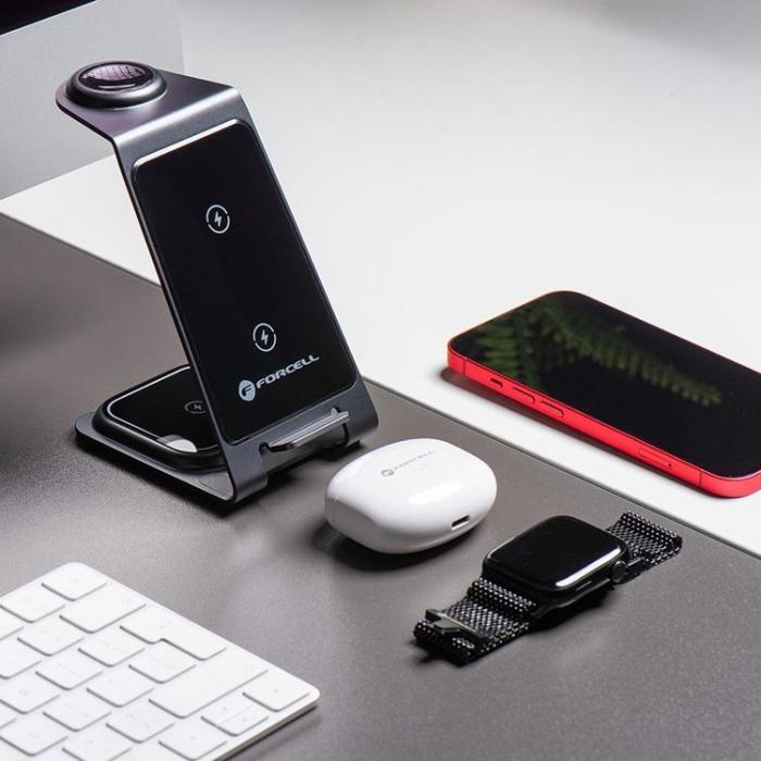 Puro - Forcell 3in1 Trådlös Laddare Mobil, Hörlurar, Apple Watch/Samsung Watch
