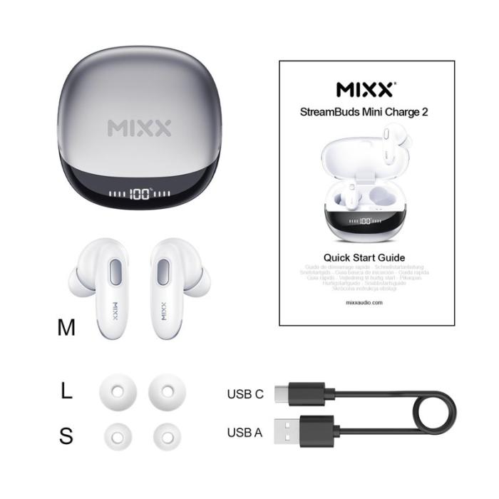 MIXX - MIXX Hörlur Mini Charge 2 In-Ear Tws Qi Trådlös Vit
