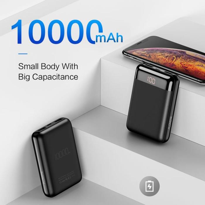 Floveme - Floveme Powerbank Mini Digital Display 10000mah - Svart