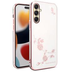 KADEM - KADEM Mobilskal till Samsung Galaxy S26 / S26 Pro Blommor Rhinsten TPU Ros&eacute;guld