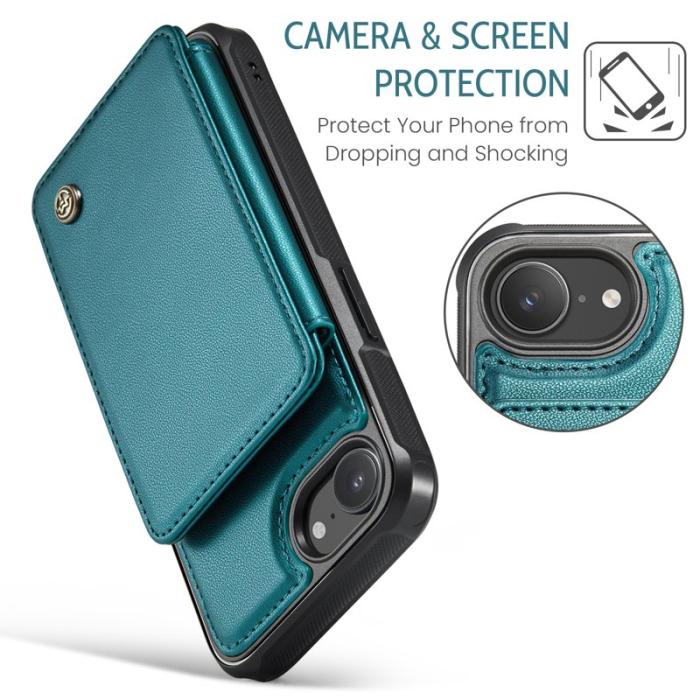 Caseme - CASEME C22 iPhone 16e Fodral Konstläder med RFID, Grön