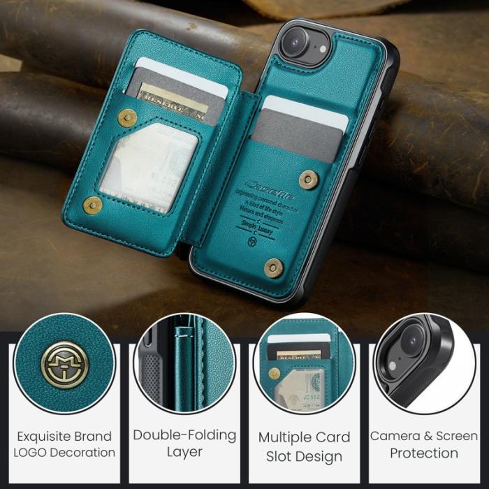 Caseme - CASEME C22 iPhone 16e Fodral Konstläder med RFID, Grön