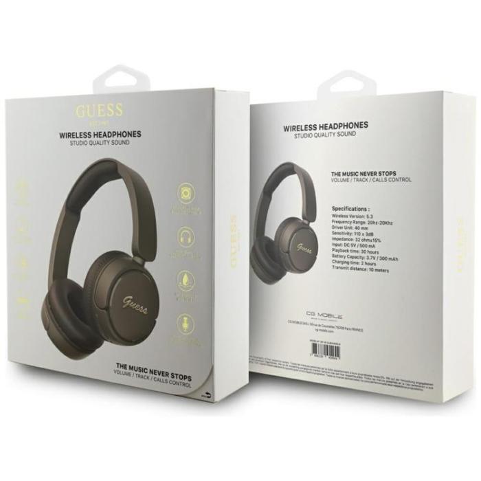 Guess - Guess Over-Ear Hörlurar Bluetooth 5.3 Metal Logo Script - Brun