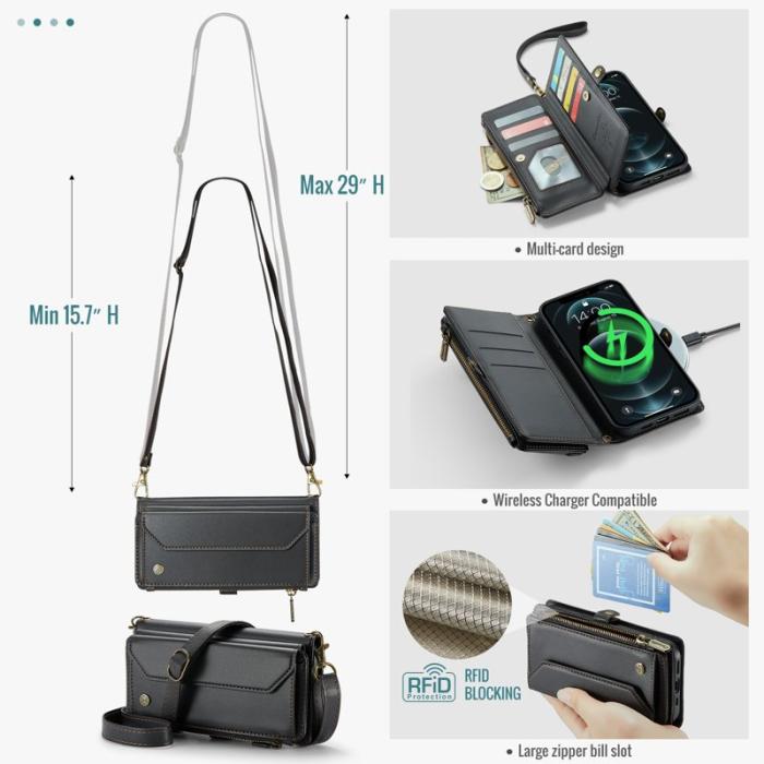 Caseme - CASEME Plånboksfodral Konstläder för iPhone 12 Pro Max - Svart