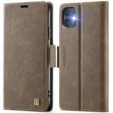 AUTSPACE - AUTSPACE iPhone 11 Fodral Retro Konstl&auml;der - Brun - RFID-Skydd