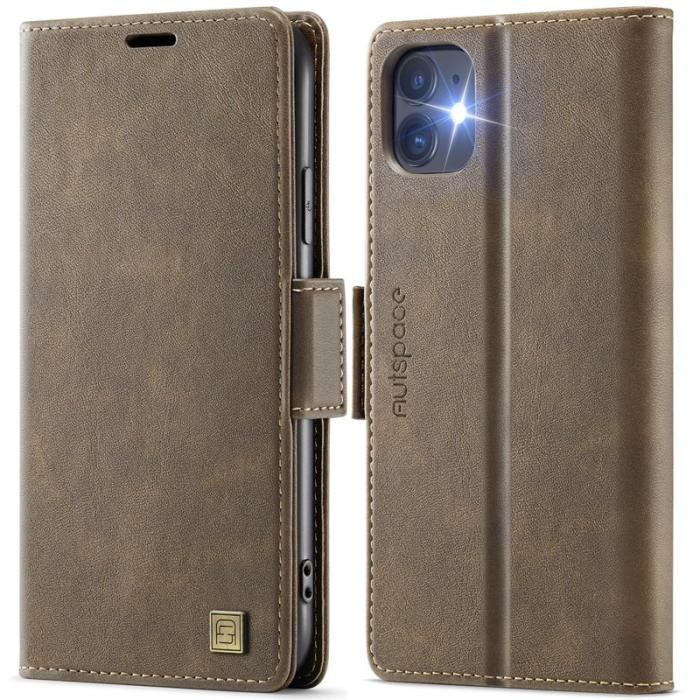 AUTSPACE - AUTSPACE iPhone 11 Fodral Retro Konstläder - Brun - RFID-Skydd