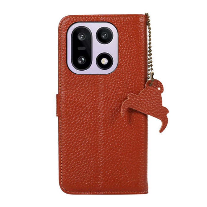 A-One Brand - OnePlus 15 5G Plånboksfodral Äkta Läder RFID Blocking - Brun