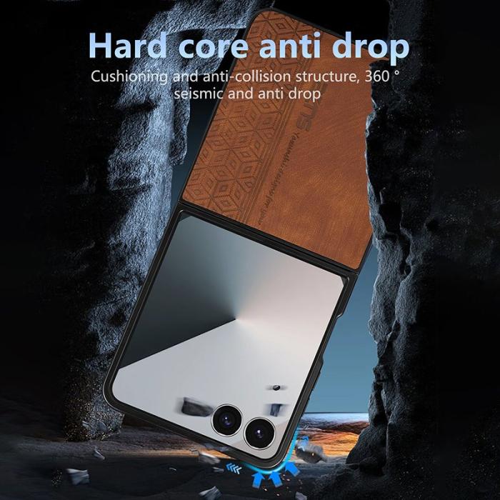 AZNS - AZNS Samsung Galaxy Z Flip7 Fodral Imprinted KonstLäder - Brun