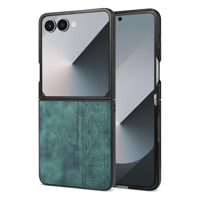 AZNS - AZNS Samsung Galaxy Z Flip7 Fodral Imprinted KonstLäder - Grön