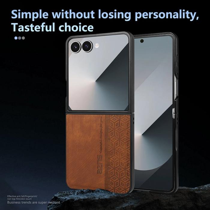 AZNS - AZNS Samsung Galaxy Z Flip7 Fodral Imprinted KonstLäder - Grön