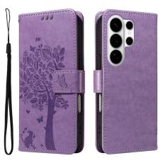 OEM - Samsung Galaxy S26 Ultra Pl&aring;nboksfodral Konstl&auml;der Katttr&auml;d - Lila