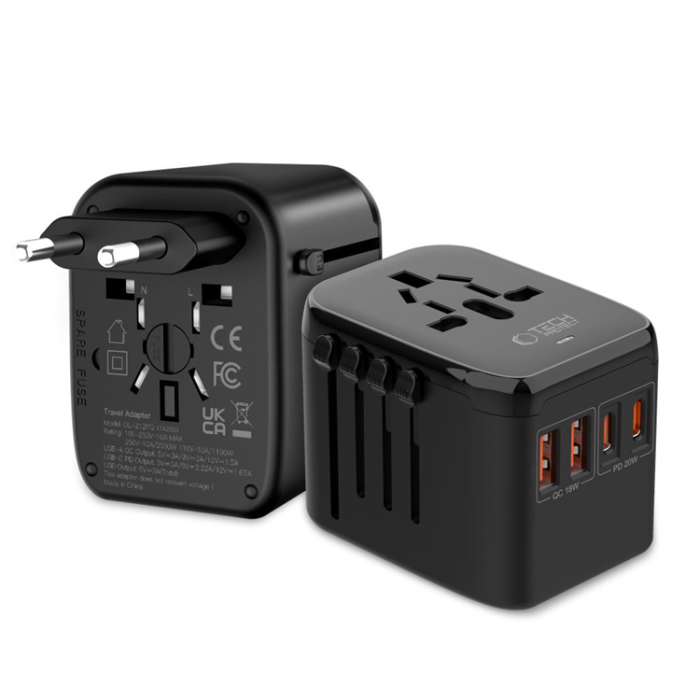 Tech-Protect - Tech-Protect Reseadapter EU/UK/US/AU TA200 - Svart