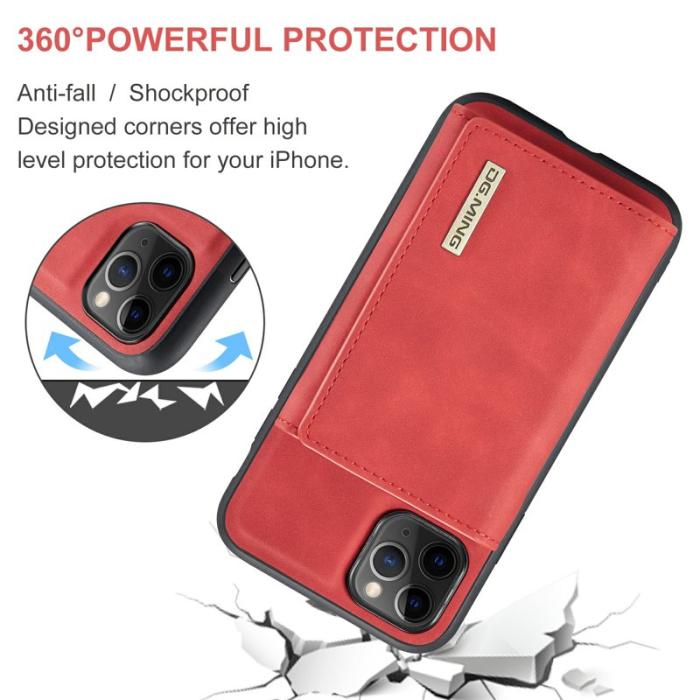 DG.MING - DG.MING M1 Series 2-in-1 Wallet Mobilskal med Ställ för iPhone 11 Pro Max - Röd