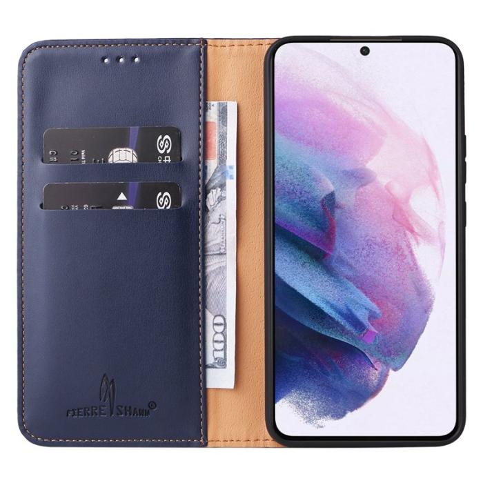 FIERRE SHANN - FIERRE SHANN för Samsung Galaxy S22+ Plånboksfodral Konstläder - Blå