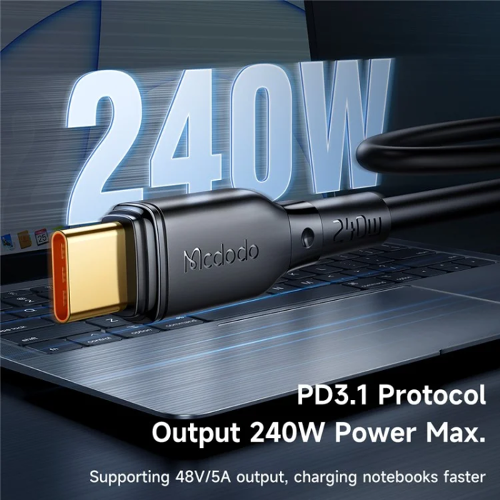 MCDODO - MCDODO USB-C - USB-C 240W Kabel 2m 5A CA-3311 MDD PD - Svart