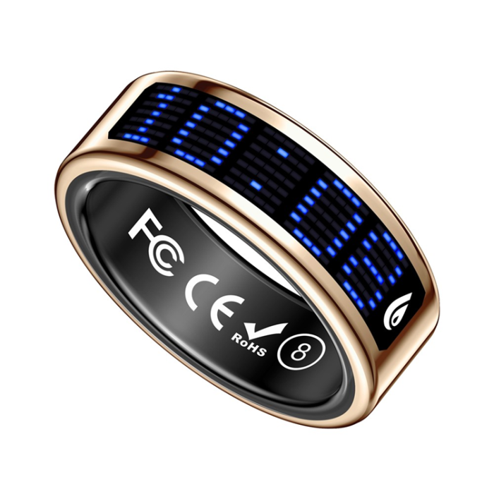 A-One Brand - Digital Display Smart Ring med Laddningsfodral SR16 - Guld