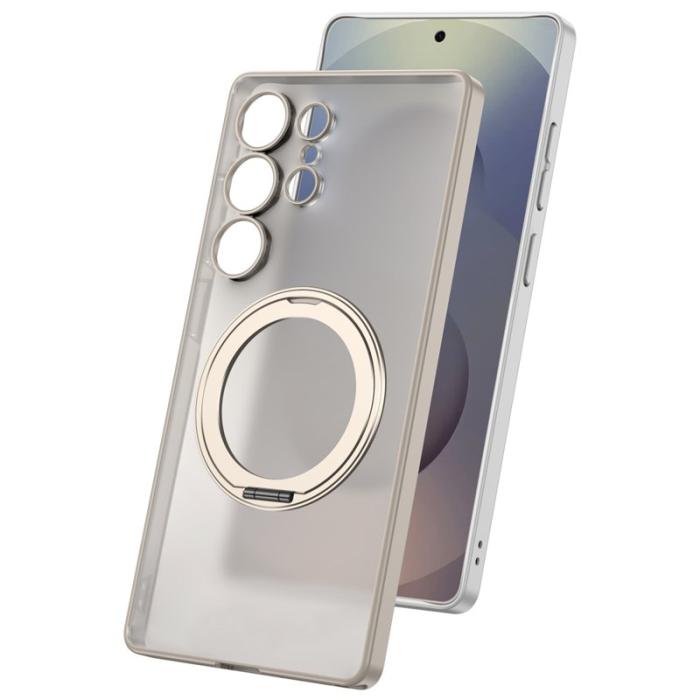 GKK - GKK Samsung Galaxy S25 Ultra Fodral - Äkta läder - Silver