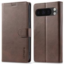 LC.imeeke - LC.IMEEKE Google Pixel 9 Pro Pl&aring;nboksfodral Shockproof Konstl&auml;der - Brun