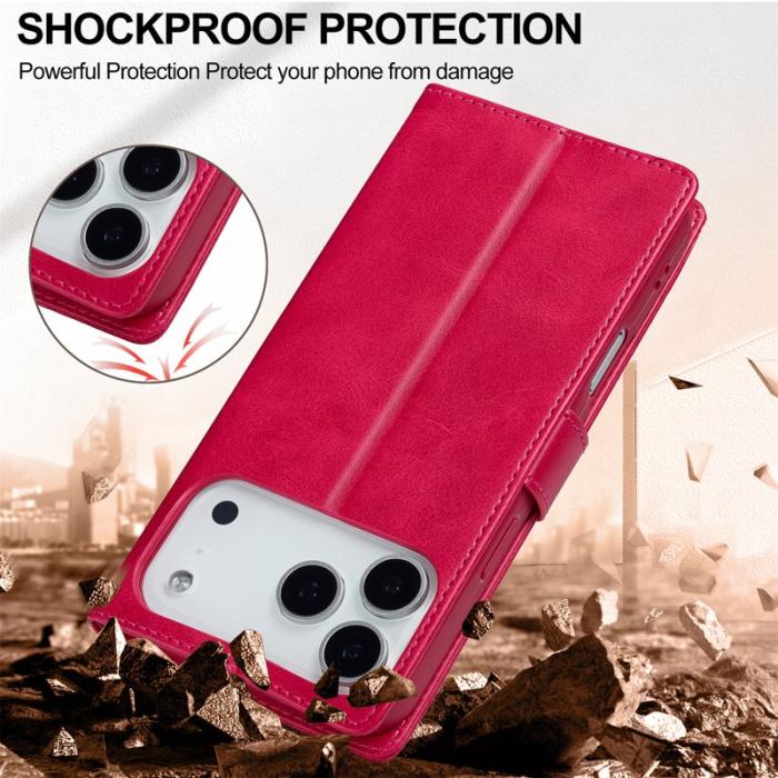 LC.imeeke - LC.IMEEKE iPhone 17 Pro Max Plånboksfodral Konstläder - Rosa