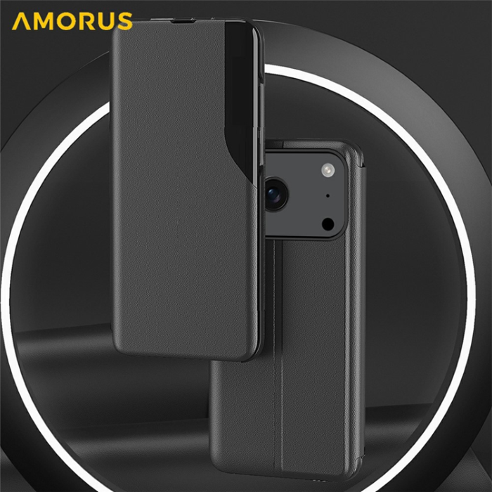 Amorus - Amorus iPhone 17 Pro Mobilskal Folio Flip Stativ - Blå