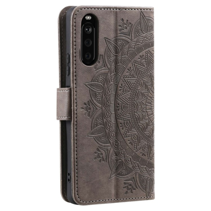A-One Brand - Sony Xperia 10 V Plånboksfodral Imprinted Mandala Flower - Grå