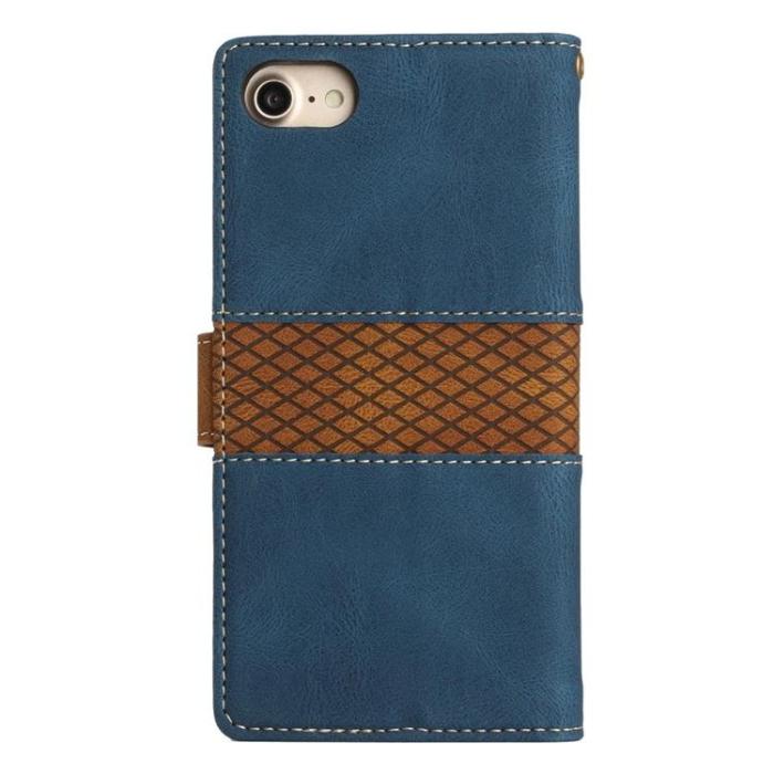 UTGATT1 - iPhone 7/8 Plus Plånbokfodral Grid PU-Läder - Blå