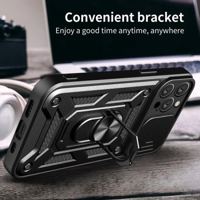 OEM - iPhone 14 Pro Skal Kameraskydd Kickstand - Svart