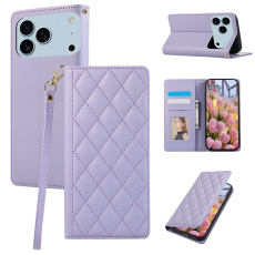 A-One Brand - iPhone 17 Pro Max Plånboksfodral RFID Rhombus Läder - Lila