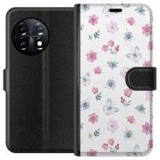 iSecrets - Pl&aring;nboksfodral till OnePlus 11R med Blommor och fj&auml;rillar