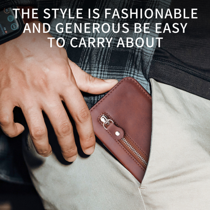 A-One Brand - OnePlus 15 5G Plånboksfodral Zipper Pocket PU Läder - Brun