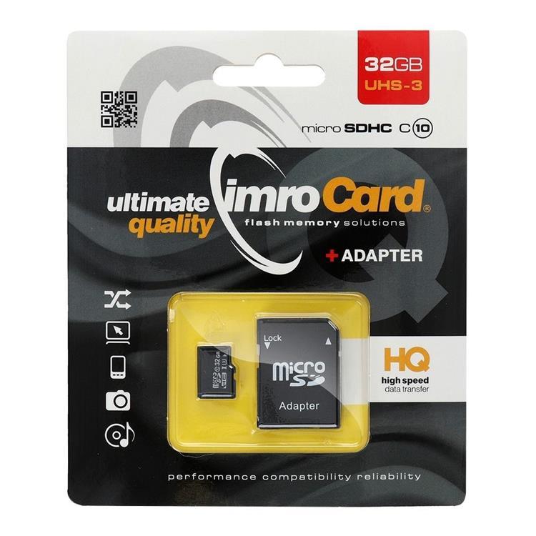 Imro Minneskort MicroSD 32GB Med Adapter Klass 10 UHS 3 | 288 | AlltMobil