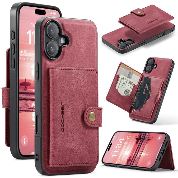 JEEHOOD iPhone 17 Mobilskal KonstLäder + Plast Avtagbar - Röd | 2353 | AlltMobil