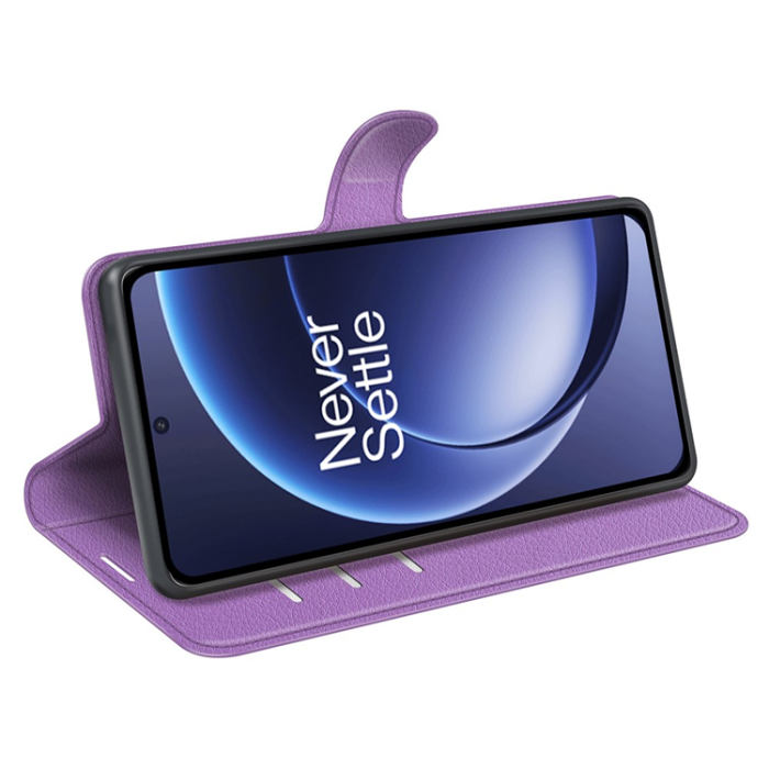 Amorus - AMORUS OnePlus 15 Plånboksfodral Litchi Shockproof - Lila