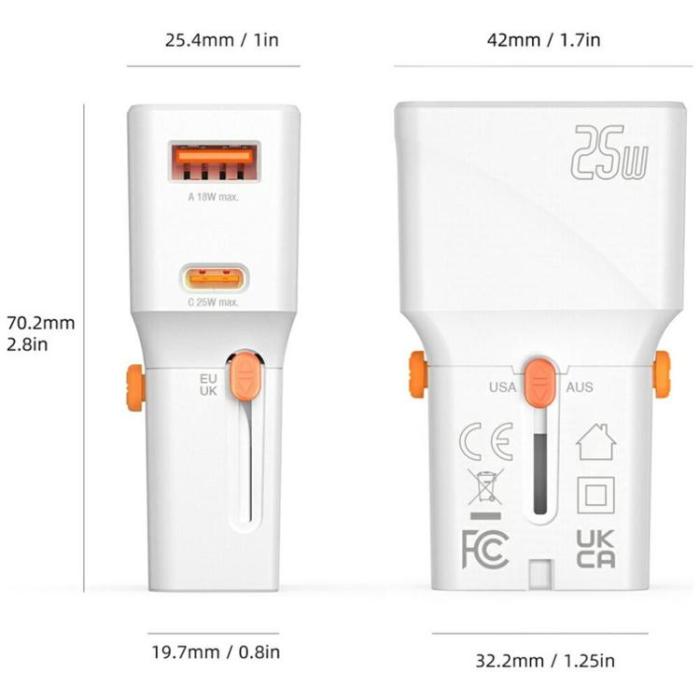 4smarts - 4smarts Reseladdare 25W 1x USB-C 1xUSB-A Nomad Pocket - Vit
