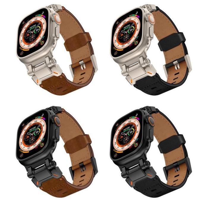 Boom of Sweden - Apple Watch Ultra (49mm) Armband Titanium Äkta Läder - Brun