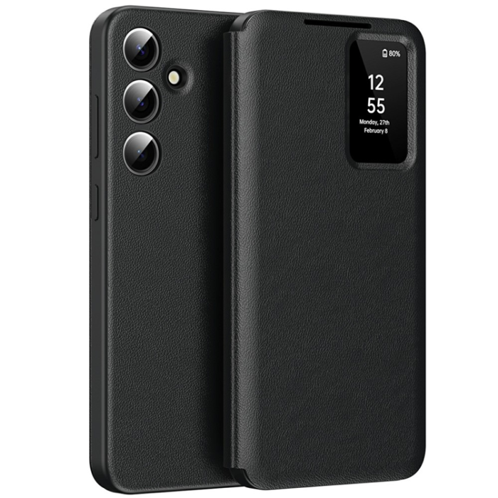 A-One Brand - Galaxy A56 5G Plånboksfodral View Window Läder - Svart