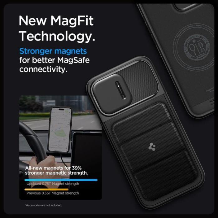 Spigen - Spigen iPhone 15 Pro Mobilskal Magsafe Optik Armor - Svart