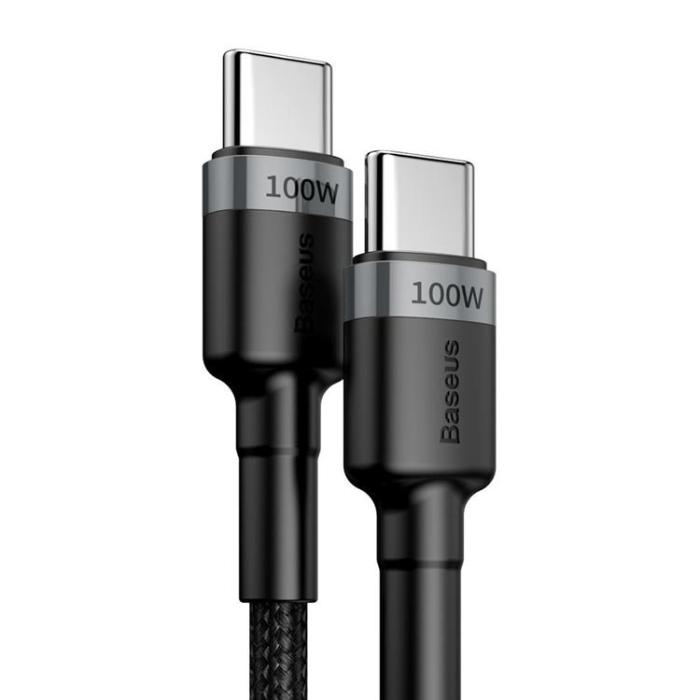 BASEUS - Baseus Nylon USB-C till USB-C kabel 100W 2m - Grå