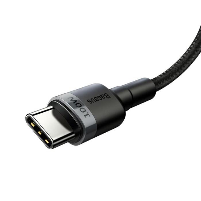 BASEUS - Baseus Nylon USB-C till USB-C kabel 100W 2m - Grå