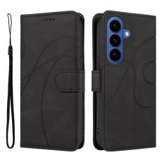 OEM - Samsung Galaxy S26 Plus Fodral &Auml;kta L&auml;der St&auml;ll med Kurvad Design - Svart