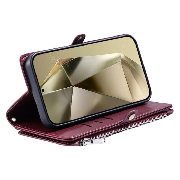 OEM - Samsung Galaxy S26 Plånboksfodral TPU + Konstläder - Vinröd
