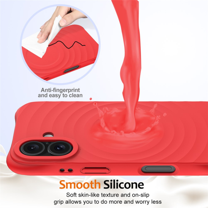 A-One Brand - iPhone 17 Mobilskal MagSafe Silikon Ripple Liquid - Röd